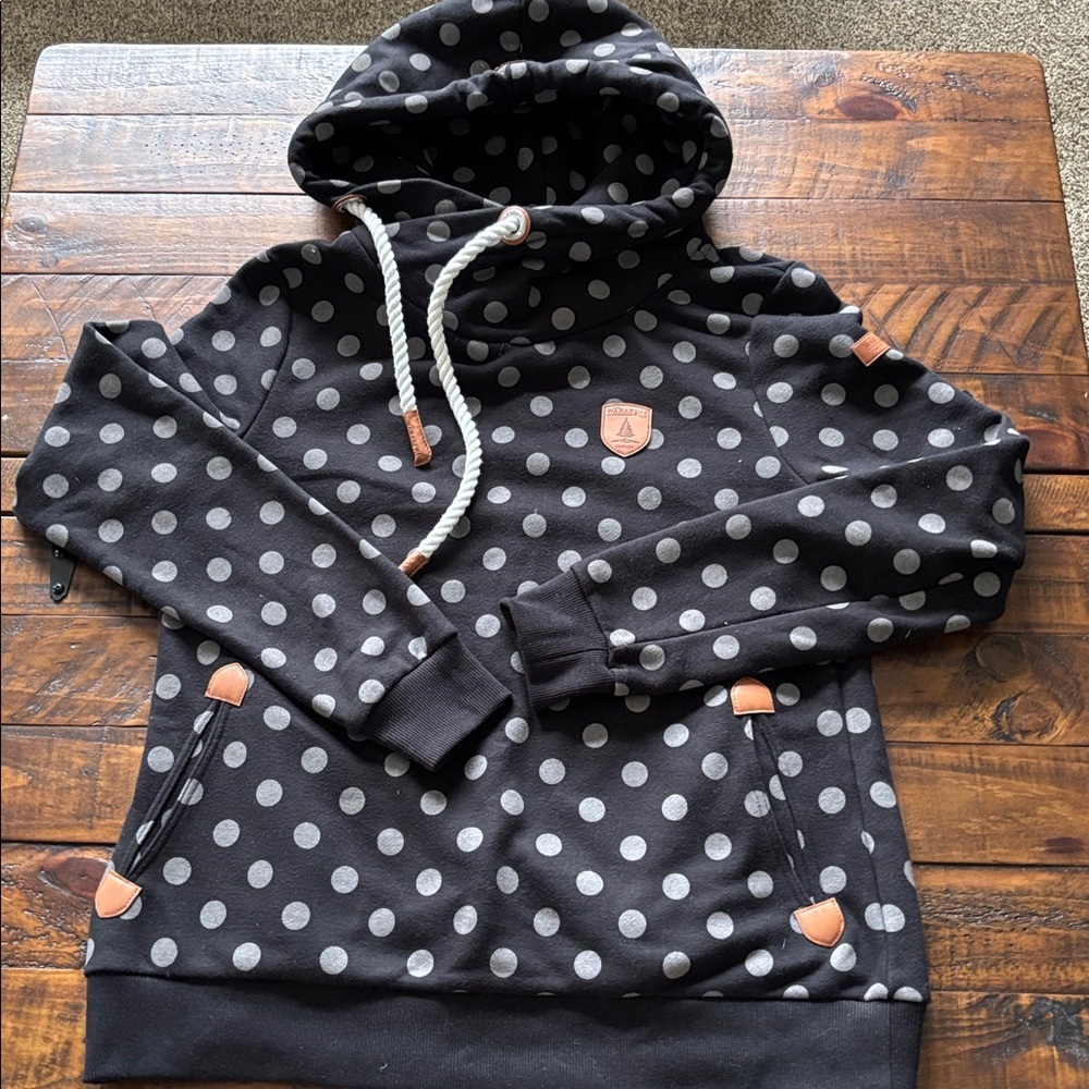 Wanakome Black and Gray Polka Dot Hoodie